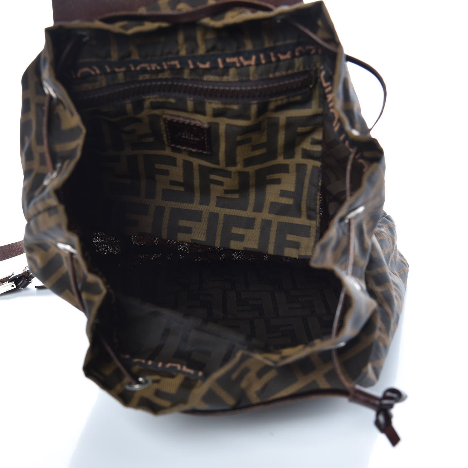 Fendi Zucca Drawstring Flap Backpack Tobacco 5 of 11