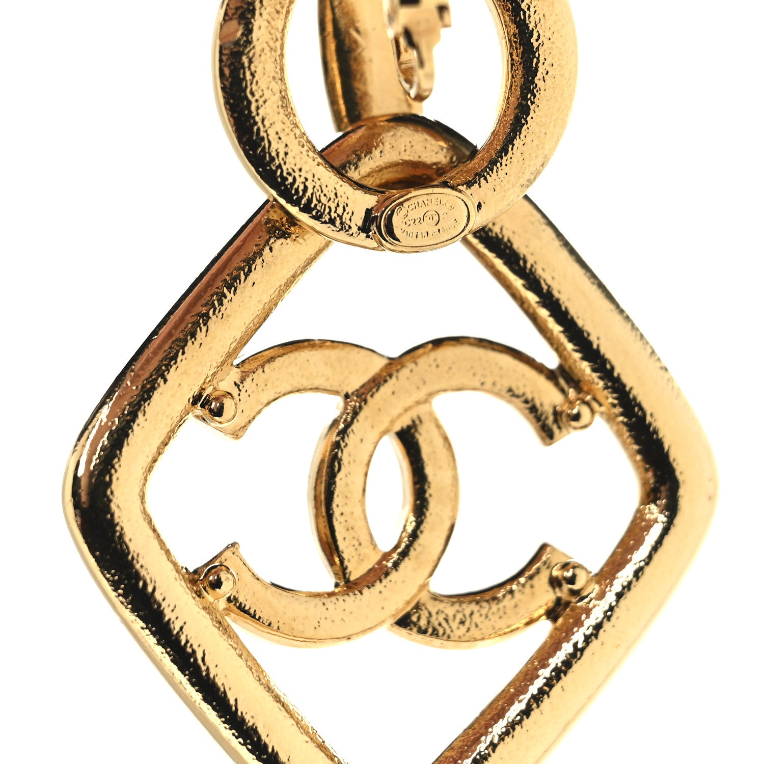 Chanel Metal Enamel Quilted CC Drop Earrings Gold Blue Pink 4 of 4