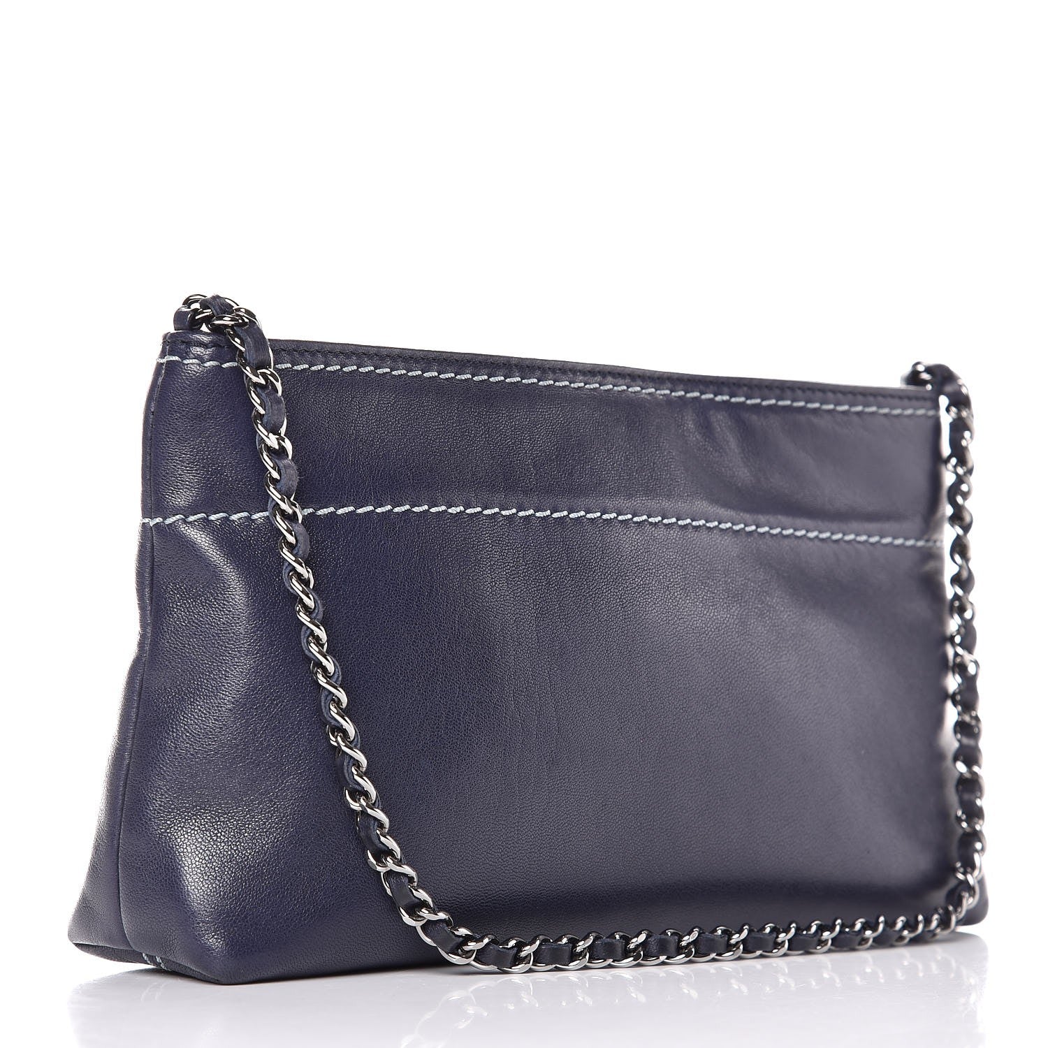 Chanel Lambskin Lax Pochette Navy 3 of 8
