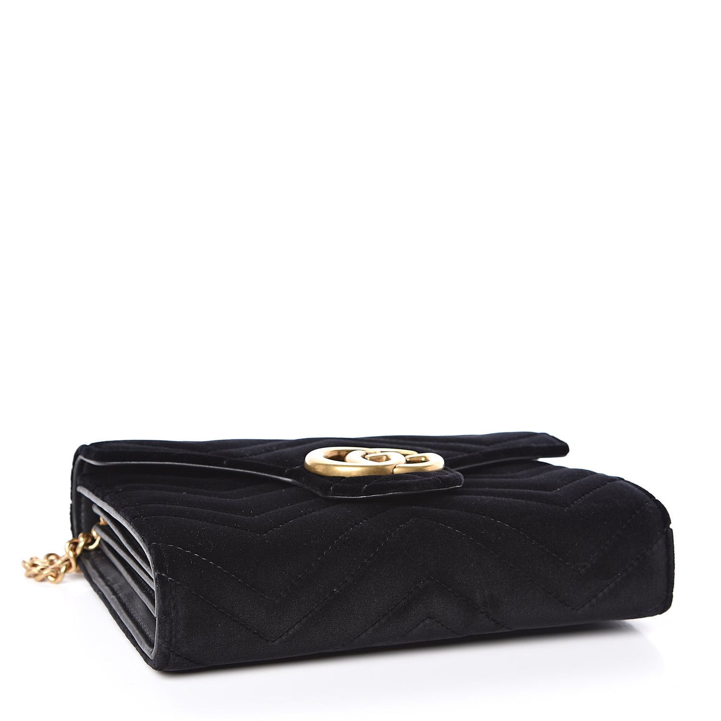 Velvet Matelasse GG Marmont Chain Wallet Black