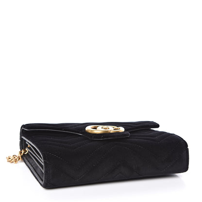 Gucci Velvet Matelasse GG Marmont Chain Wallet Black 3 of 10