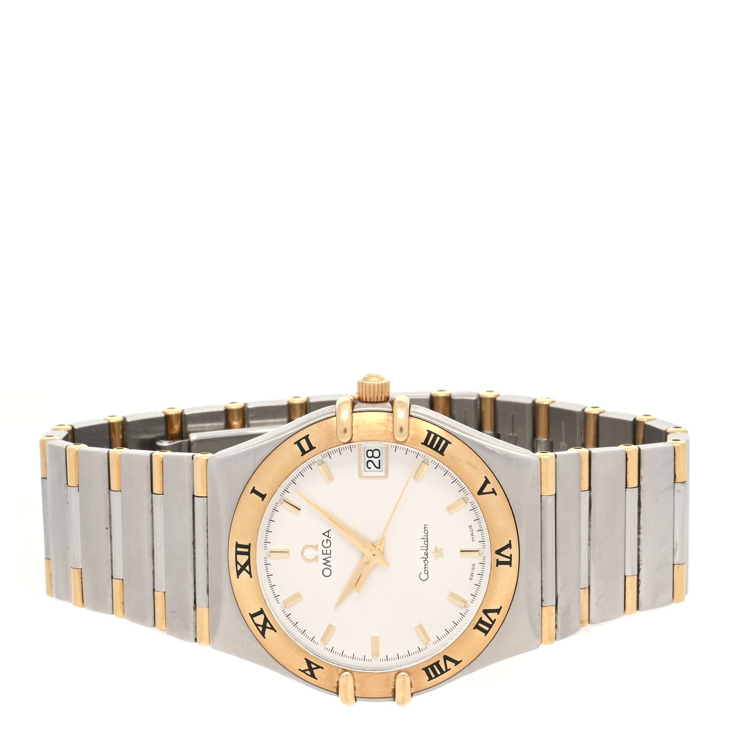 Stainless Steel 18K Yellow Gold 35mm Constellation Quartz Watch White 396.1201