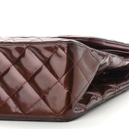 Chanel Striated Patent Quilted Jumbo Double Flap Burgundy 10 of 12