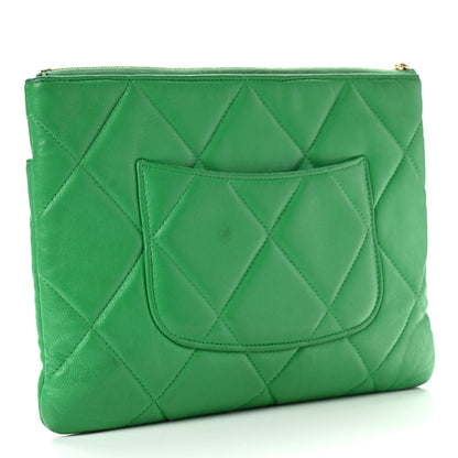 Chanel Shiny Goatskin Quilted Chanel 19 Pouch Green 3 of 15