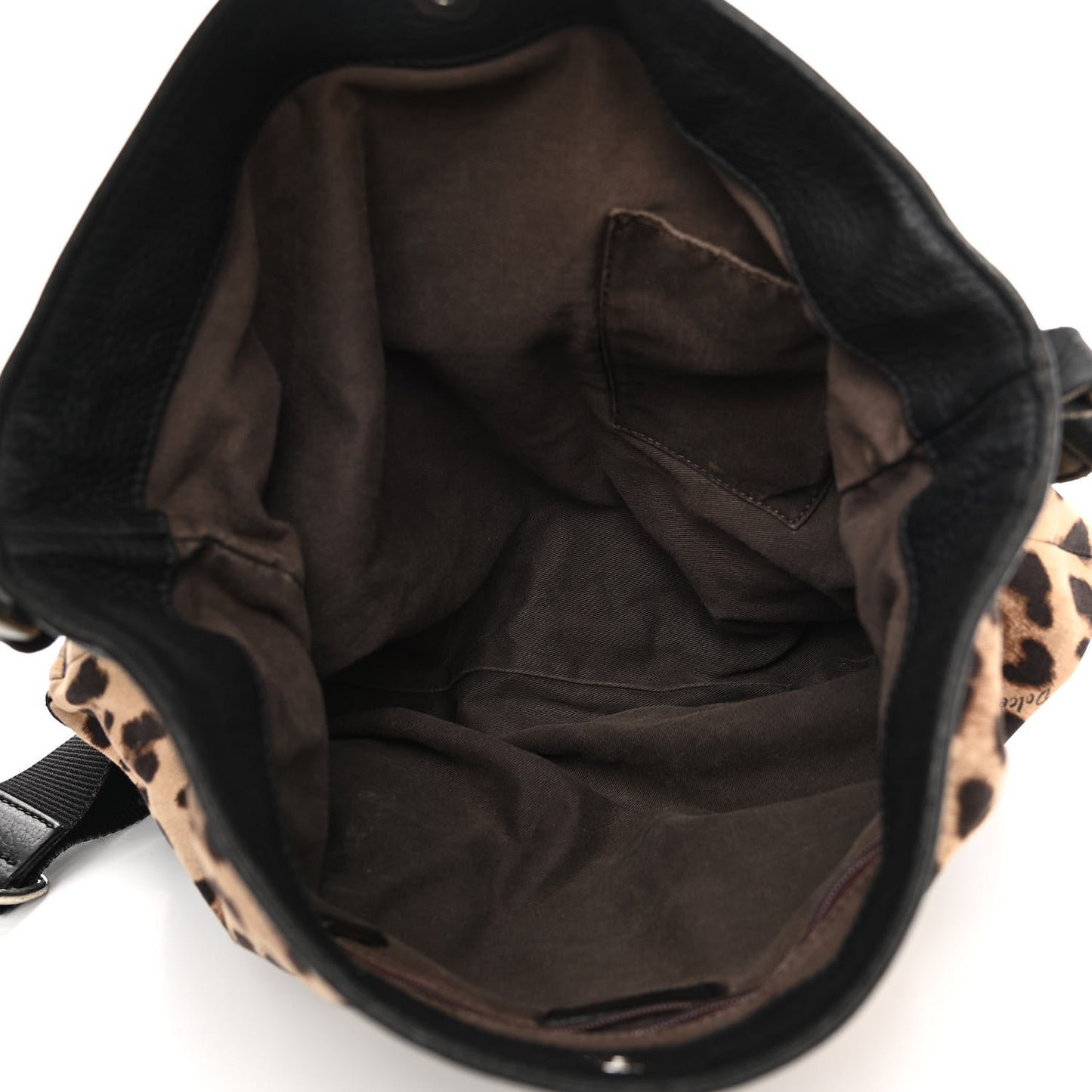 Leopard Print Canvas Calfskin Messenger Bag Black