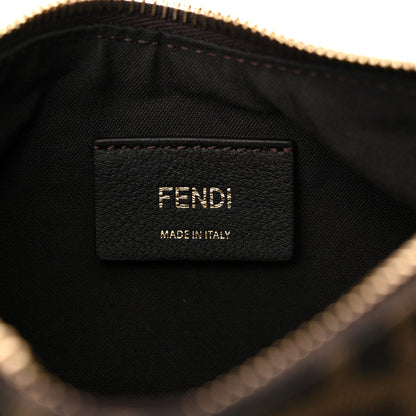 Fendi Fabric Jacquard Vitello Grace FF 1974 Mini Fendigraphy Hobo Bag Tobacco Moro Ebano 6 of 11