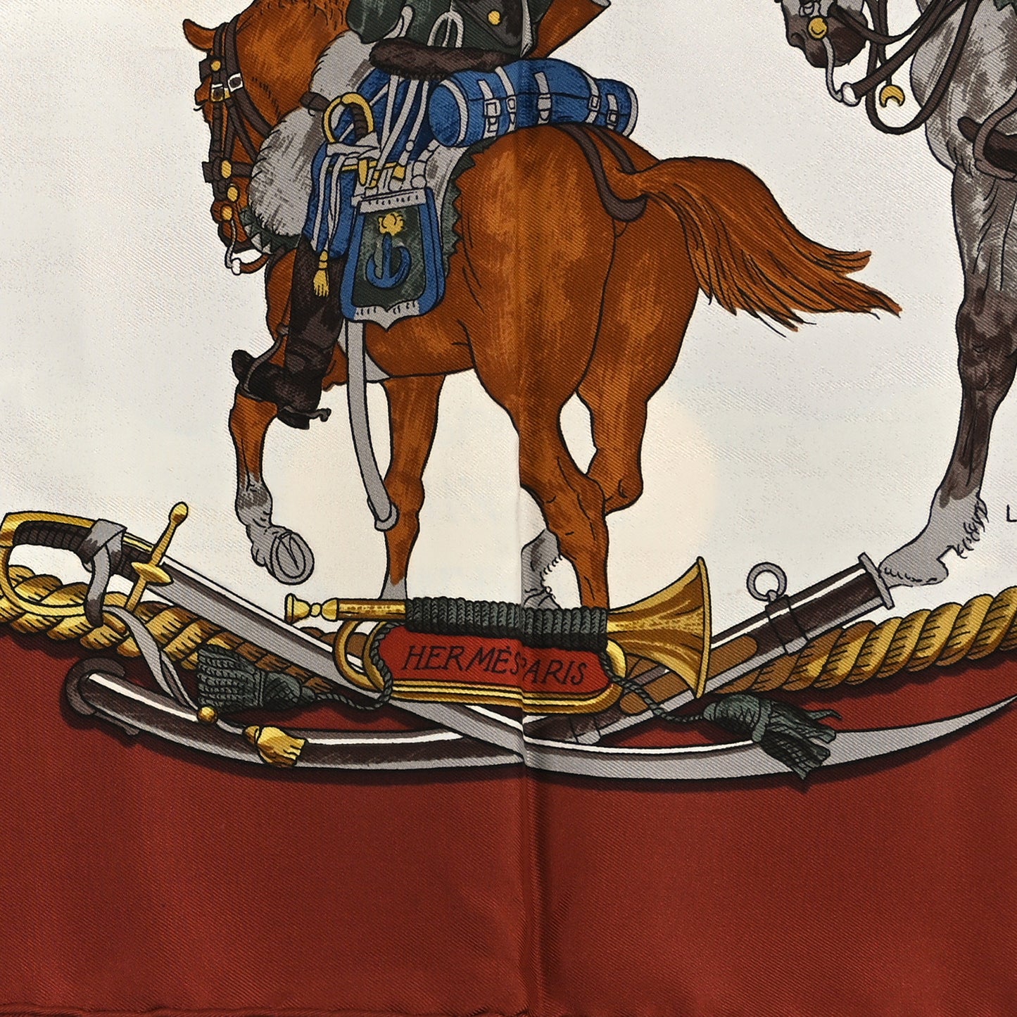 Silk Marine Et Cavalerie Scarf 90