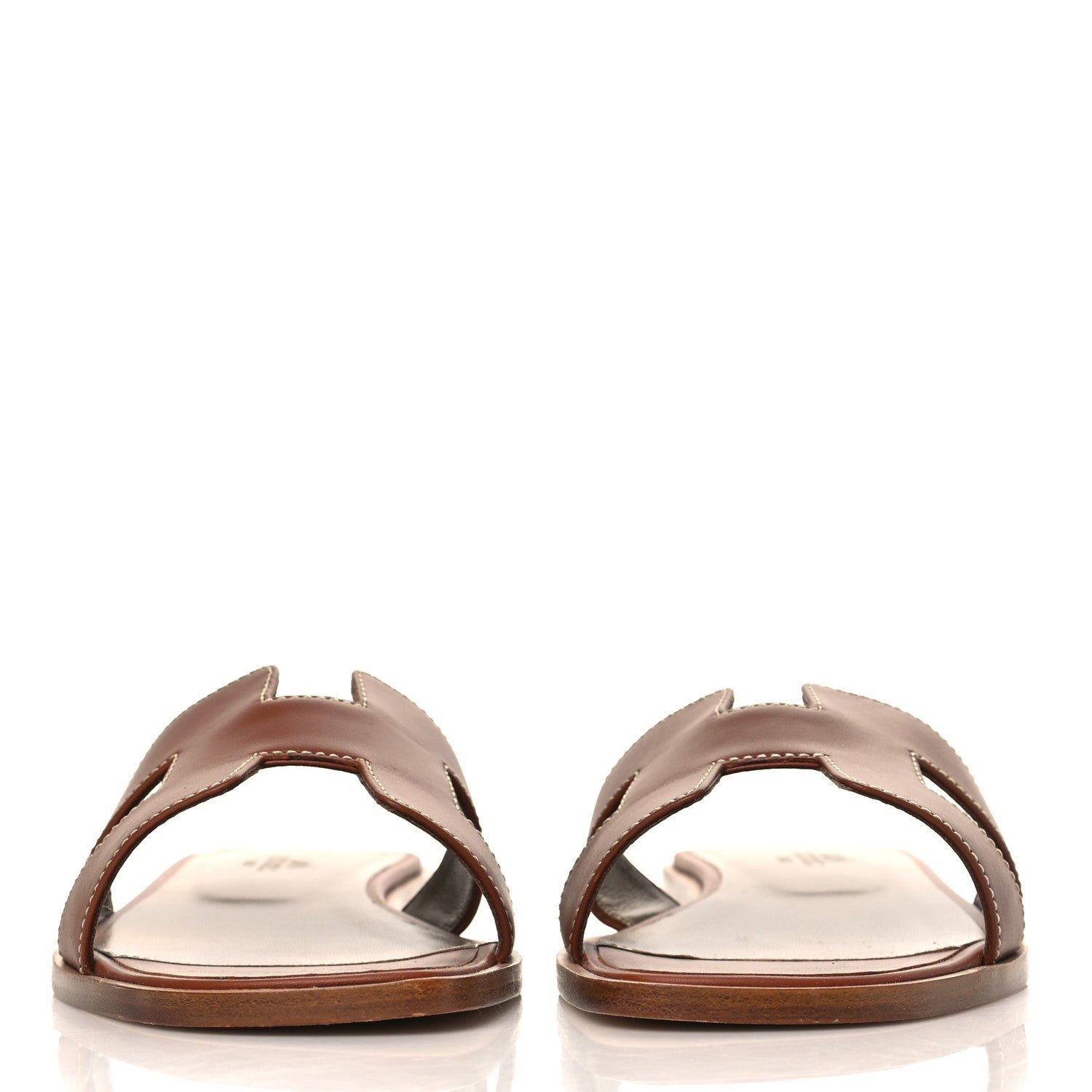 Hermes Box Calfskin Oran Sandals 37.5 Gold 3 of 8