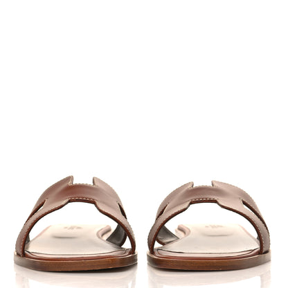 Hermes Box Calfskin Oran Sandals 37.5 Gold 3 of 8