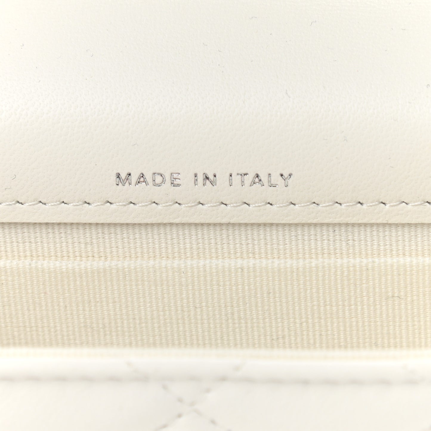 Lambskin Quilted CC Hook Card Holder White