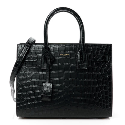 Saint Laurent Calfskin Crocodile Embossed Baby Sac De Jour Black 1 of 12