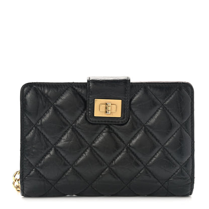 Chanel Aged Calfskin Quilted Reissue Zipped Pocket Wallet Black 1 of 8