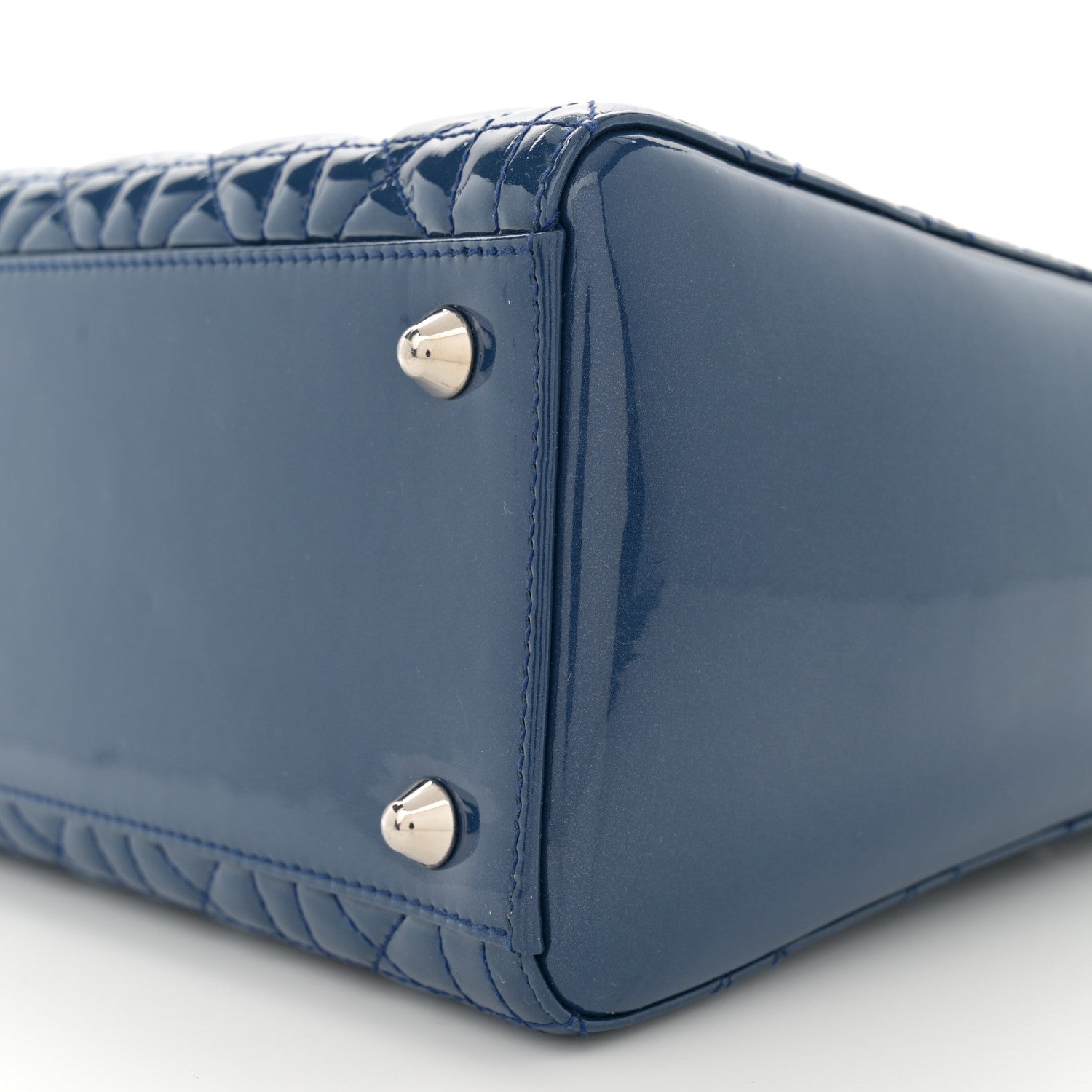 Christian Dior Patent Cannage Large Lady Dior Blue 10 of 11