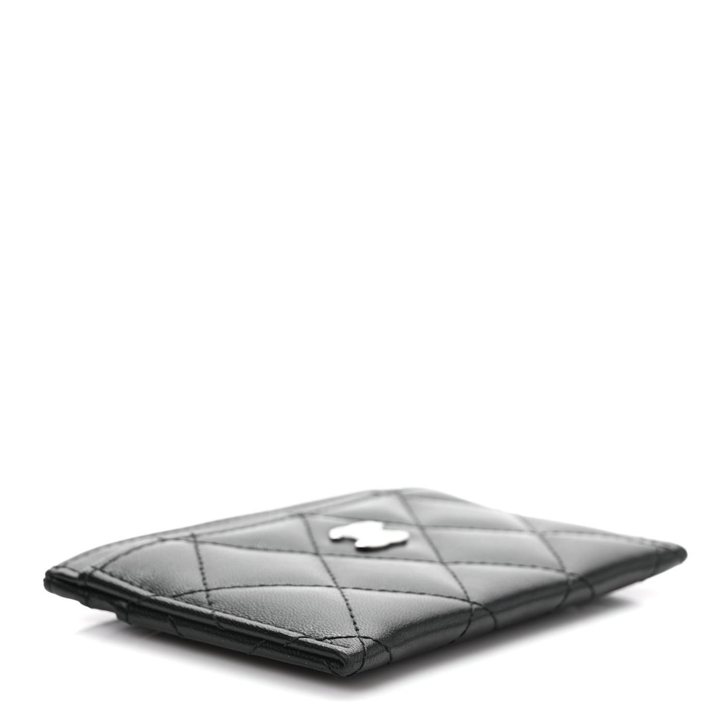 Lambskin Quilted Card Holder Black