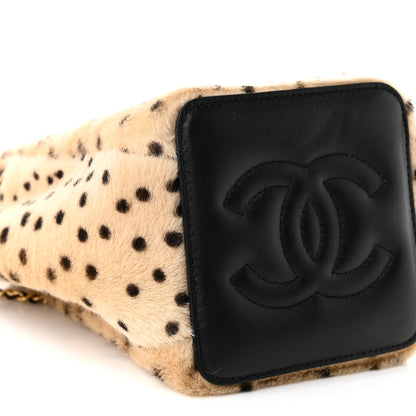 Chanel Pony Hair Cheetah Printed CC Chain Bucket Bag Light Beige Black 8 of 10