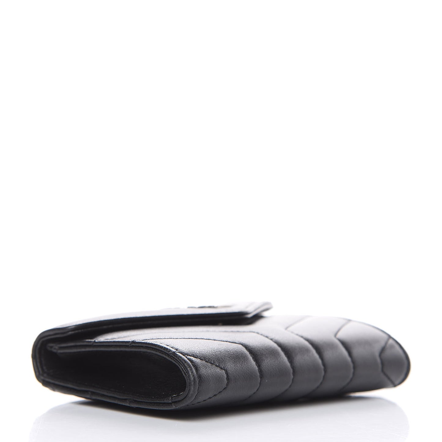 Lambskin Y Quilted Monogram Small Loulou Envelope Wallet Black
