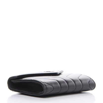 Saint Laurent Lambskin Y Quilted Monogram Small Loulou Envelope Wallet Black 4 of 14