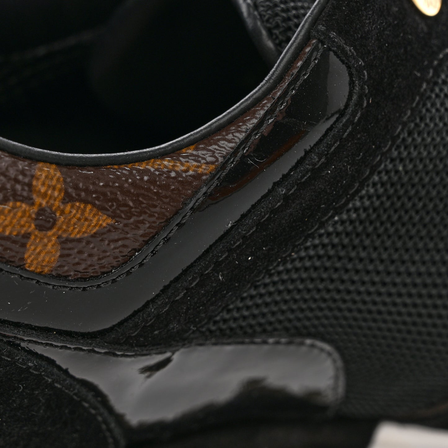 Suede Monogram Run Away Sneakers 36.5 Black