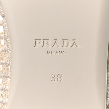 Prada Knit Crochet Logo Ballerina Flats 38 Ivory 7 of 9