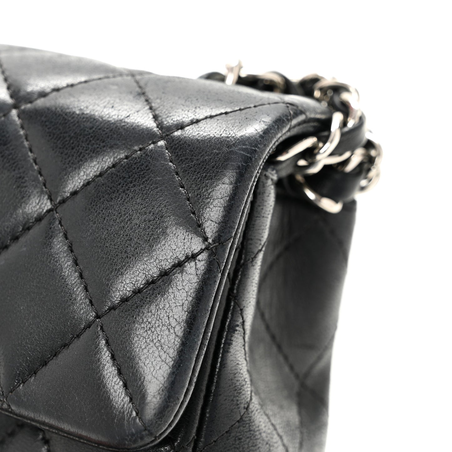 Lambskin Quilted Mini Rectangular Flap Black