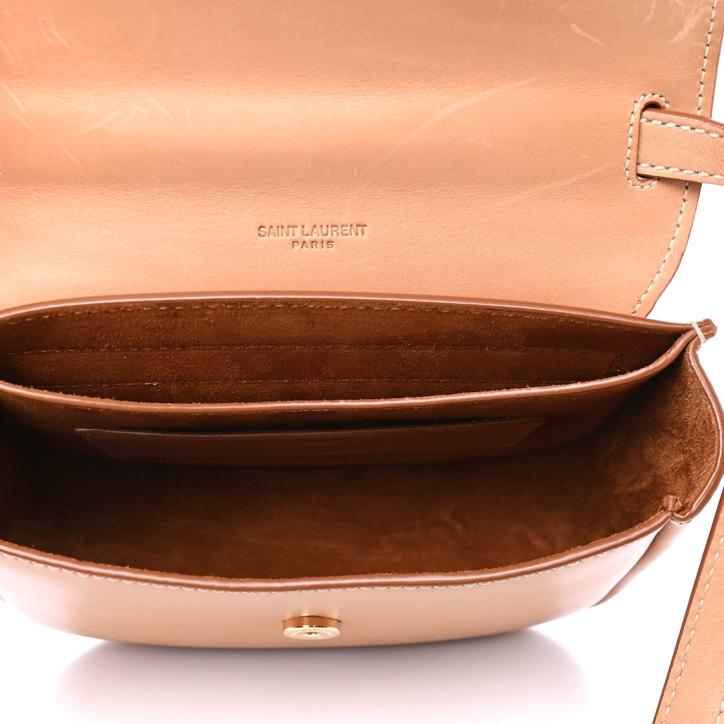 Smooth Vintage Calfskin Small Kaia Satchel Brown Gold