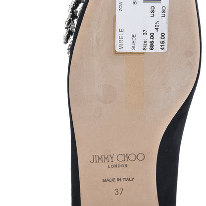 Jimmy Choo Suede Crystal Mirele Ballet Flat 37 Black 10 of 12
