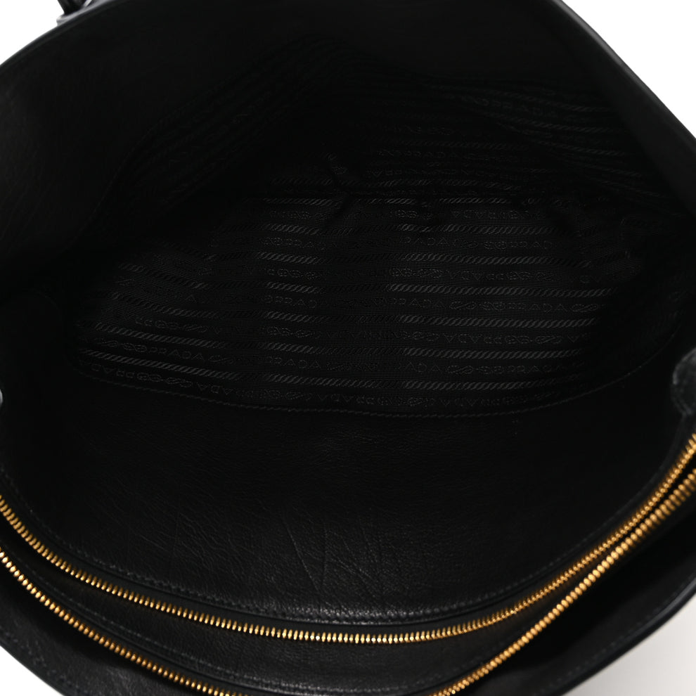 Prada Buffalo Large Signet Tote Bag Black 1991517 – FASHIONPHILE