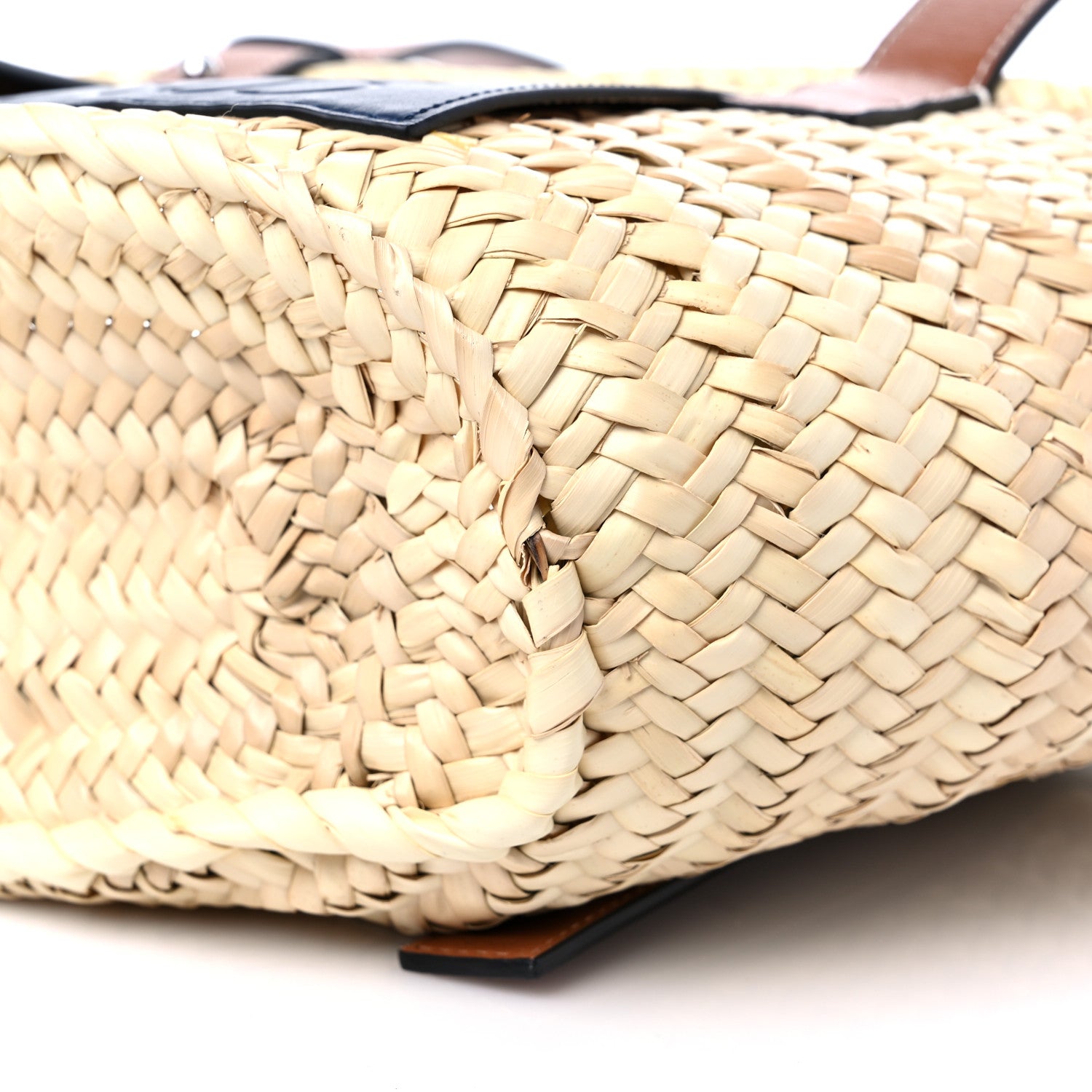 Loewe Raffia Small Basket Tote Bag Natural Tan Navy 7 of 9