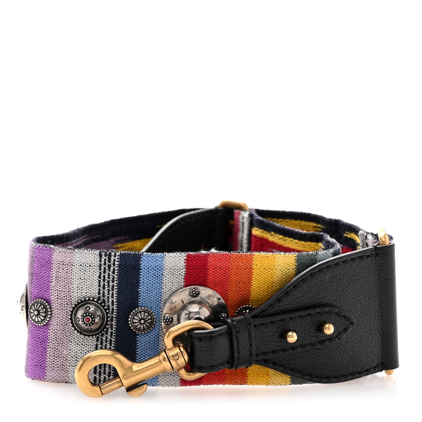 Canvas Embroidered Studded Rainbow Shoulder Strap