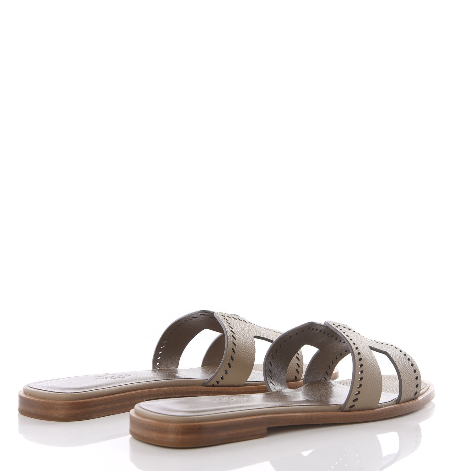 Hermes Epsom Perforated Oran Sandals 37 Etain 4 of 10