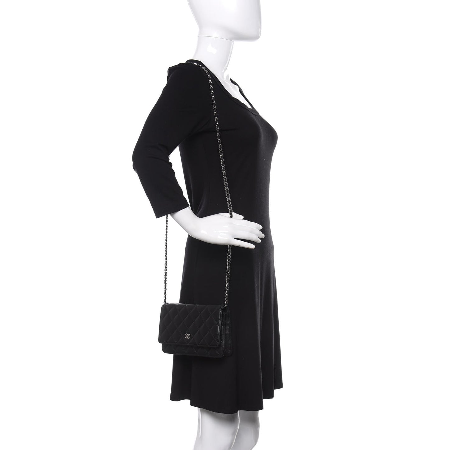Lambskin Quilted Wallet On Chain WOC Black