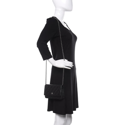 Chanel Lambskin Quilted Wallet On Chain WOC Black 2 of 12