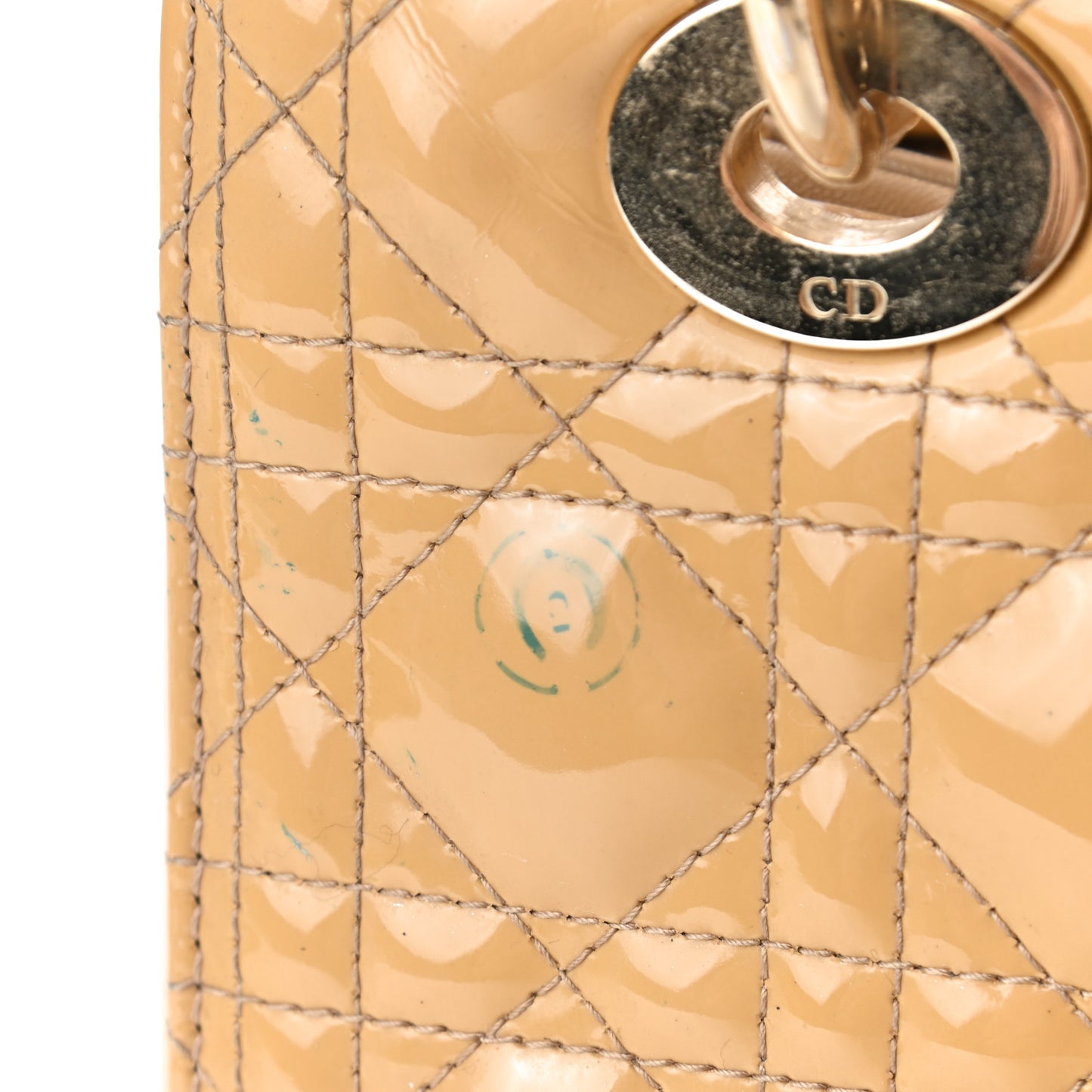 Patent Cannage Medium Lady Dior Beige