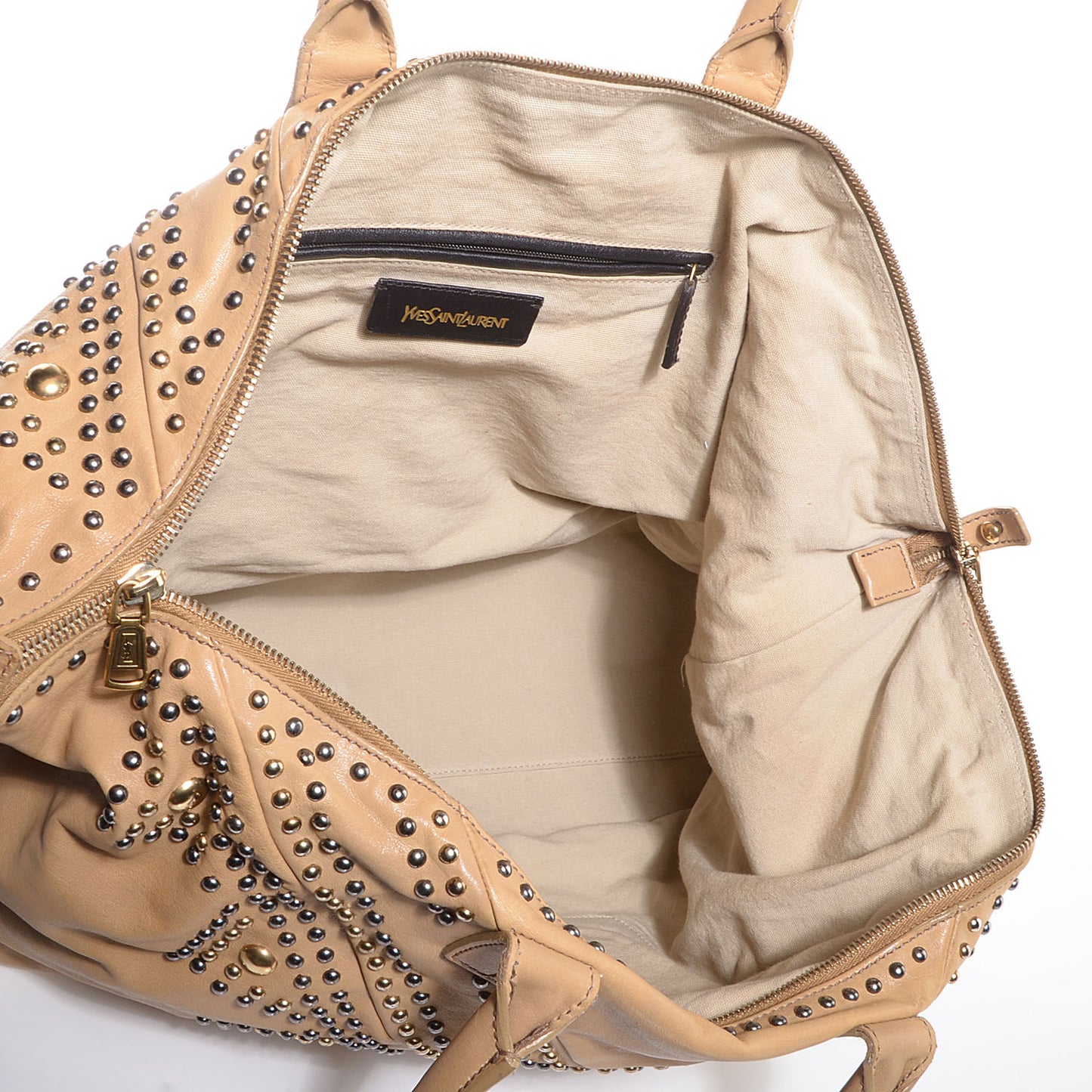 Calfskin Studded Sac Y Rock Beige