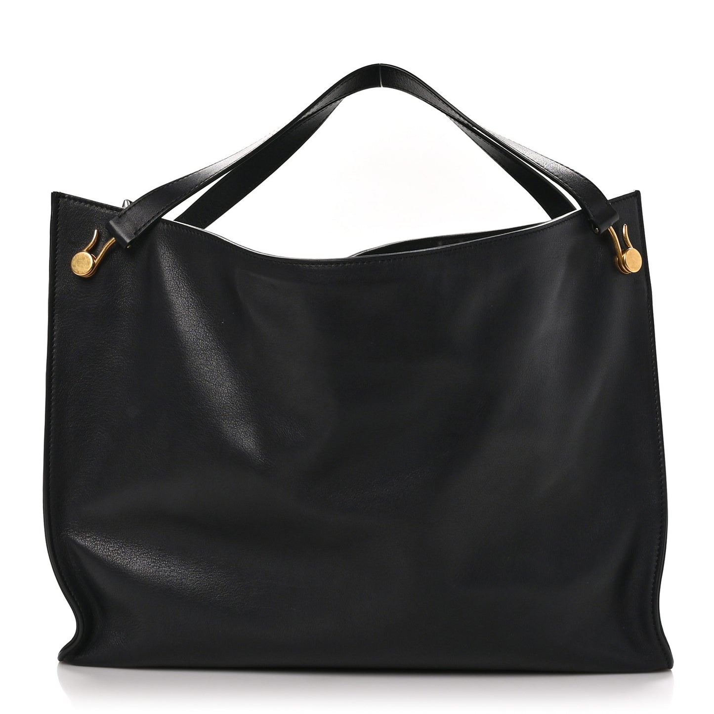 Polished Saddle Calfskin Alexia Bag Black
