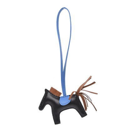Hermes Milo Lambskin Grigri Rodeo Horse Bag Charm PM Black Gold Bleu Zanzibar 1 of 4