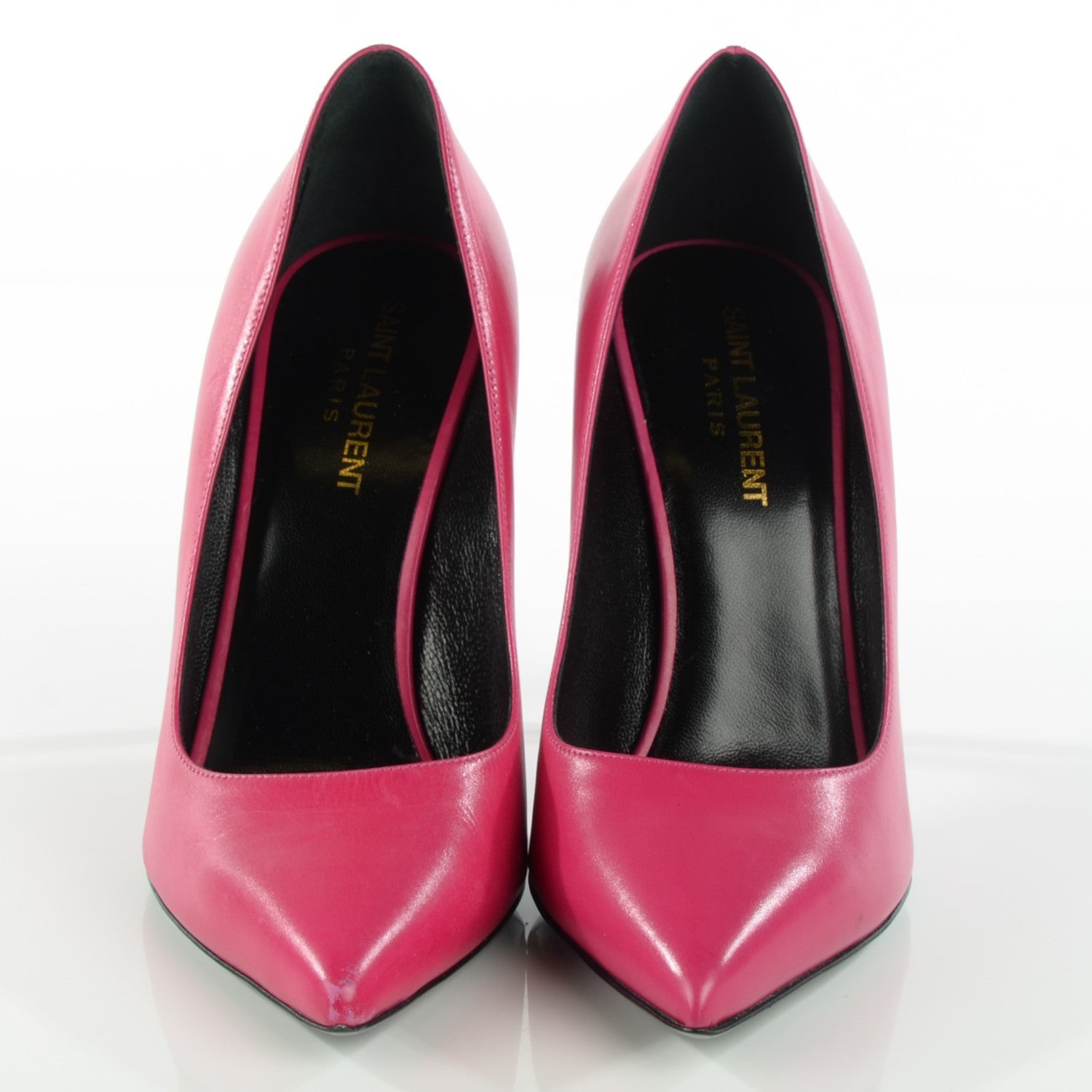 Saint Laurent Calfskin Classic Paris 105 Escarpin Pumps 38.5 Fuchsia 2 of 9