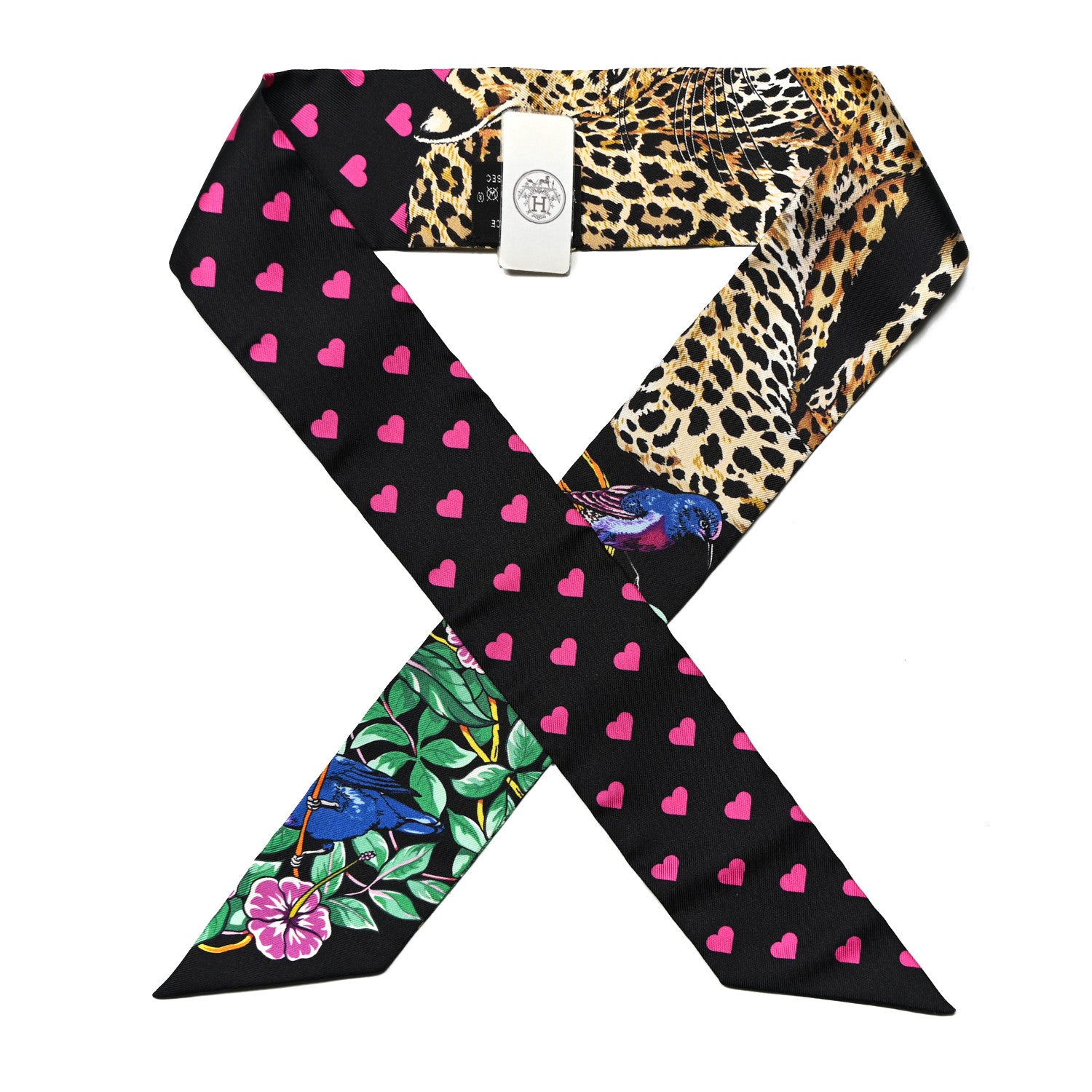 Hermes Silk Jungle Love Love Twilly Black Vert Rose Vif 1 of 4