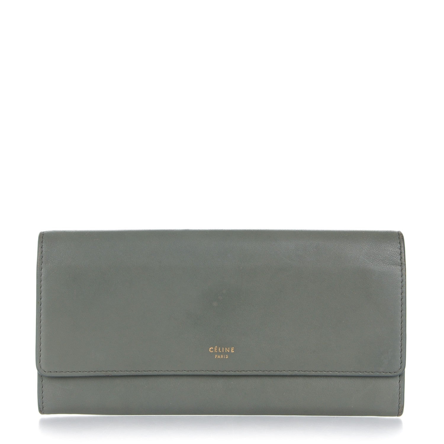 Celine Lambskin Large Flap Wallet Almond 1 of 8