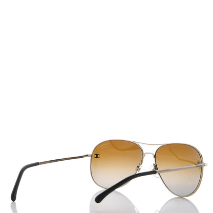Chanel Aviator CC Sunglasses 4189-T-Q Gold 4 of 7