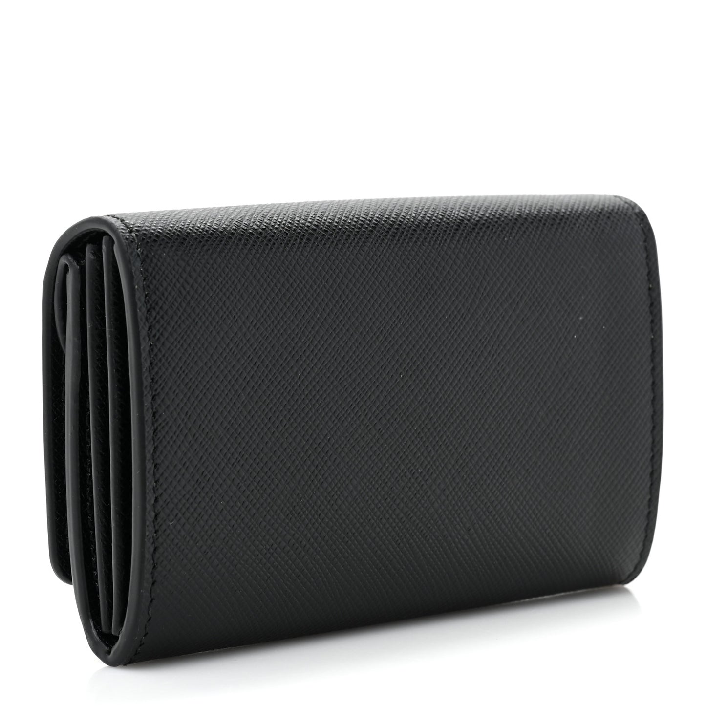 Saffiano Foldover Card Holder Wallet Black