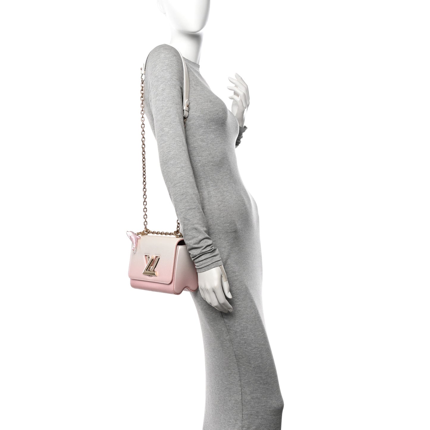 Calfskin Twist Chain Shoulder Bag PM Shaded Pink