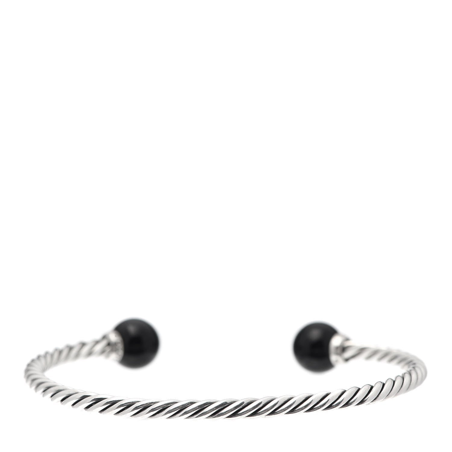 David Yurman Sterling Silver Diamond Onyx 9mm Solari Bracelet 3 of 4