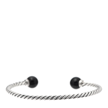 David Yurman Sterling Silver Diamond Onyx 9mm Solari Bracelet 3 of 4