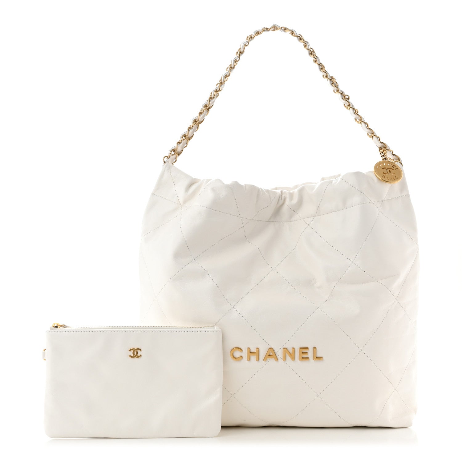 Chanel Shiny Calfskin Quilted Chanel 22 White 1 of 12