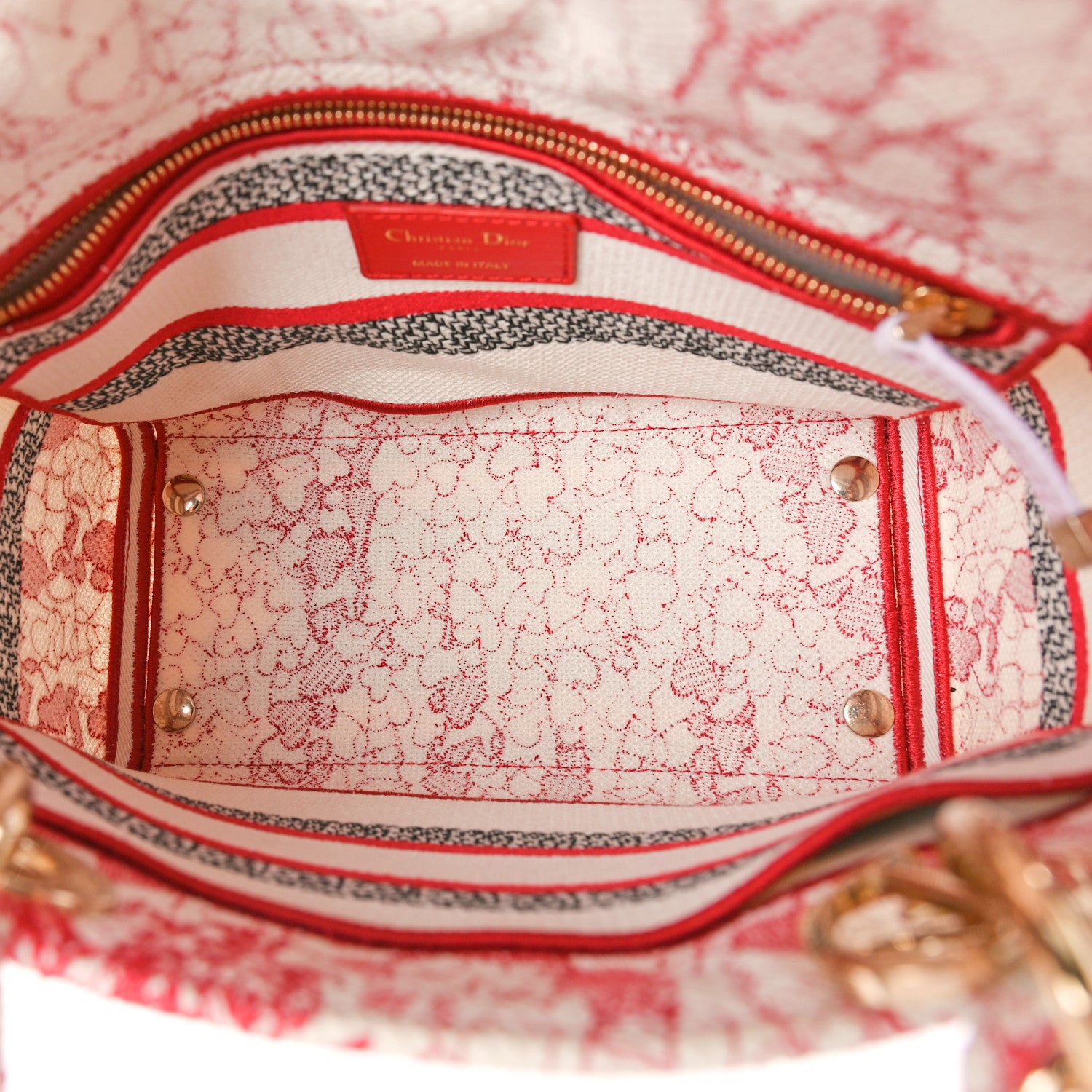 Christian Dior Canvas Embroidered Medium Dioramour D-Royaume Lady D-Lite Red Multicolor 6 of 10