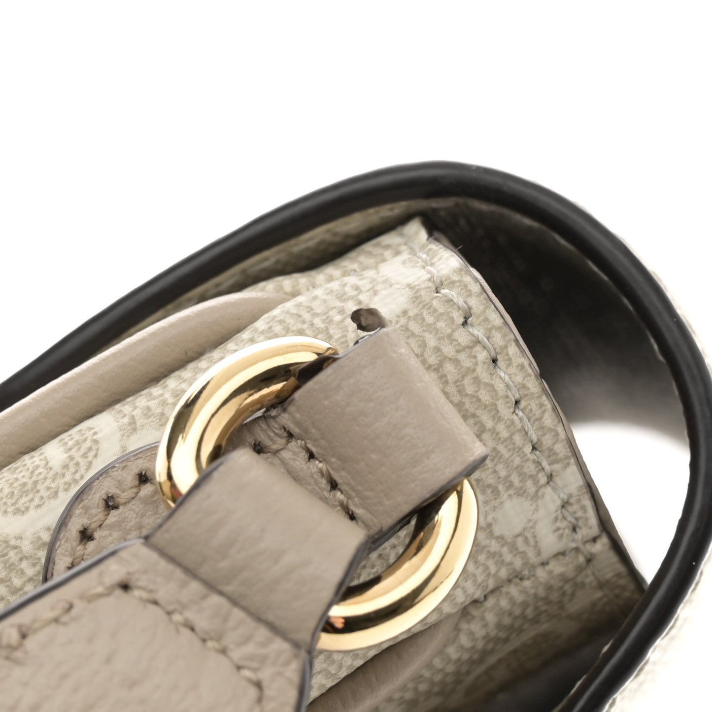 GG Supreme Monogram Textured Dollar Calfskin Web Mini Ophidia Envelope Shoulder Bag Beige Mystic White Oatmeal