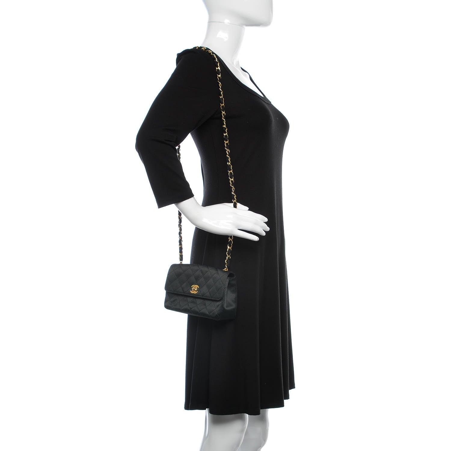 Chanel Satin Quilted Mini Flap Black 2 of 7