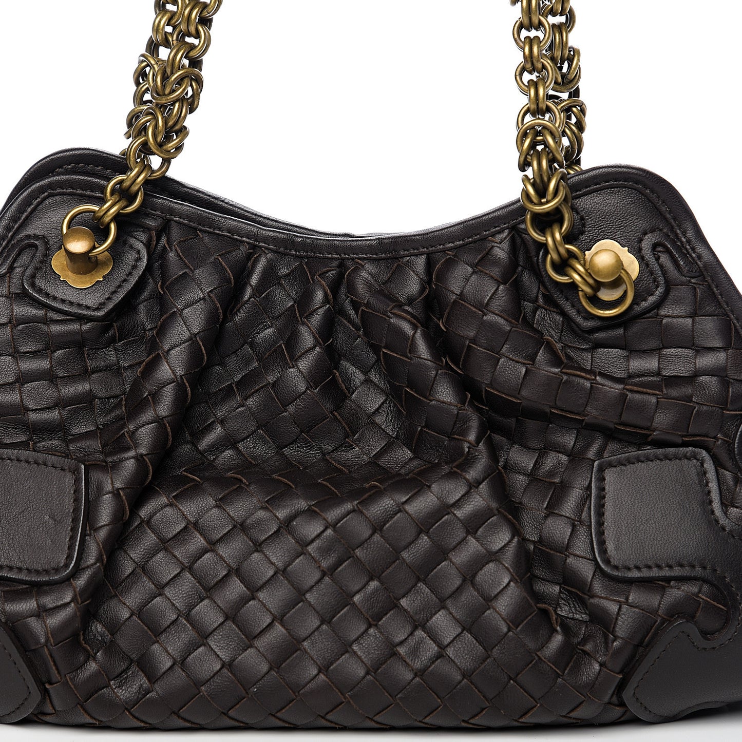 Nappa Intrecciato Small Chain Shoulder Bag Moro