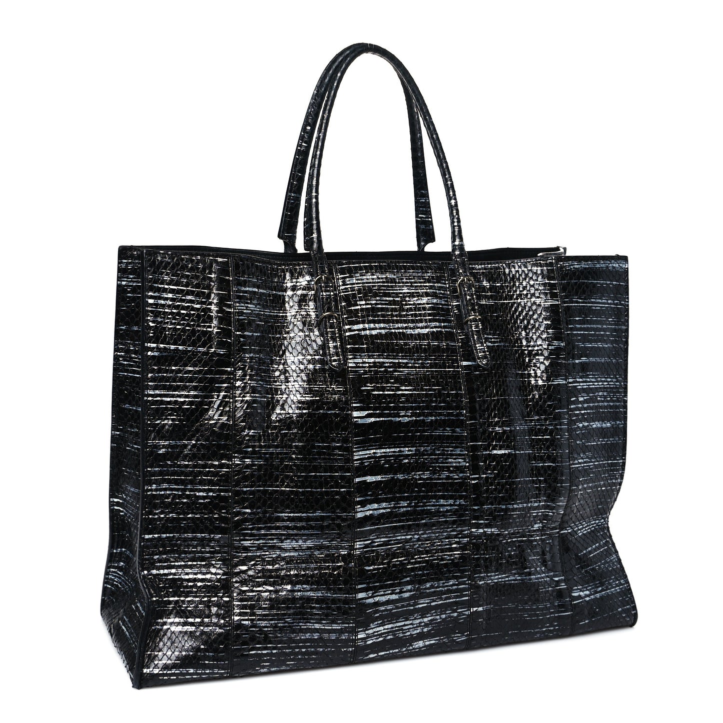 Glazed Elaphe Papier A4 Tote Blue